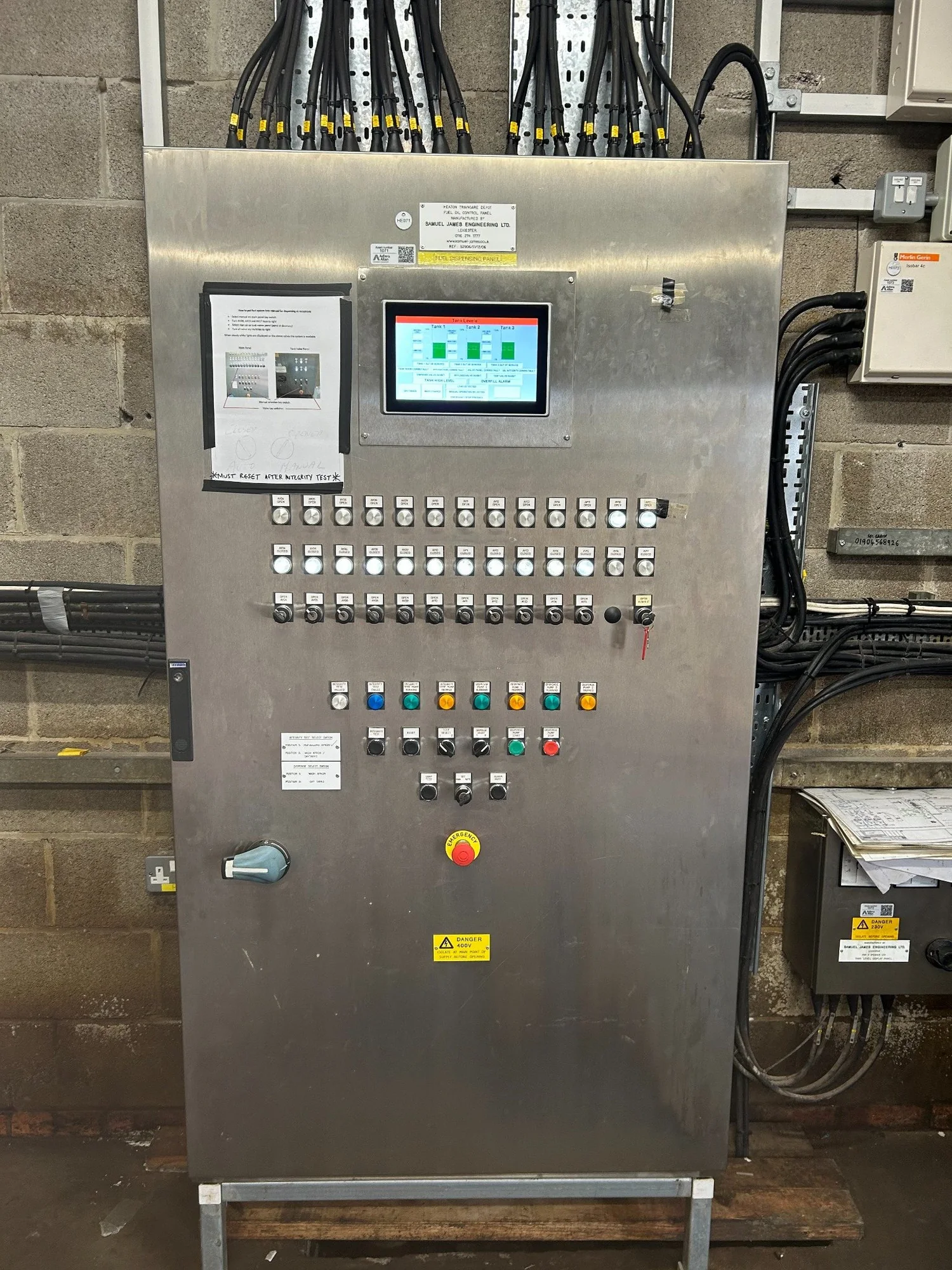 Industrial control panel with HMI