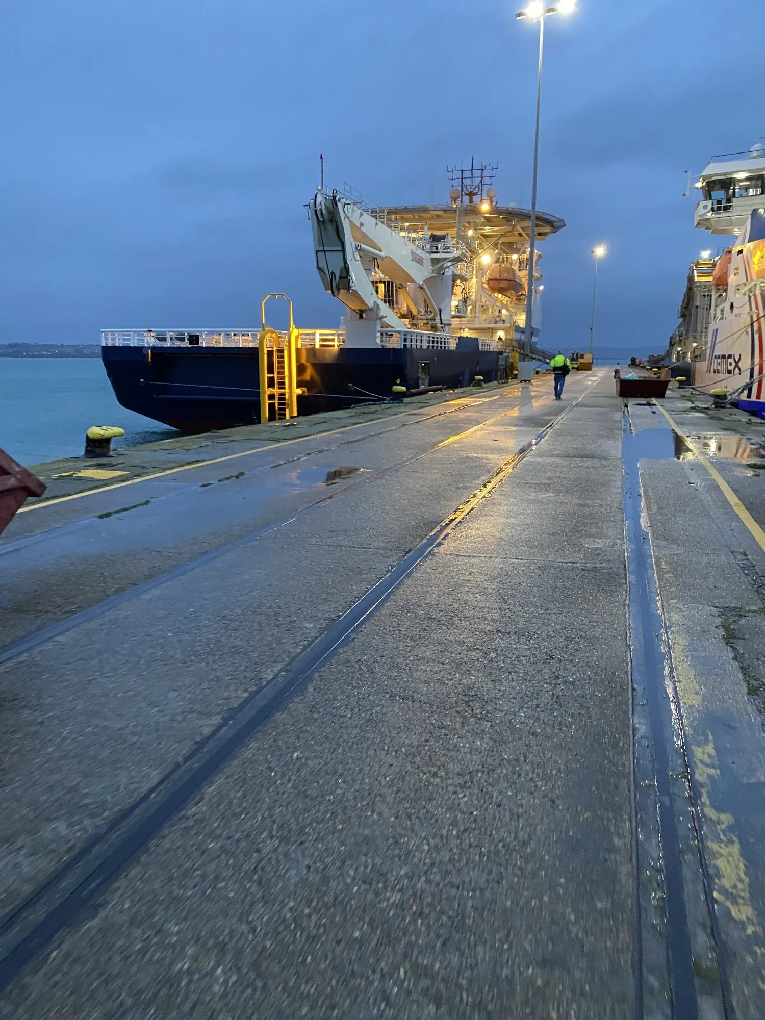 Marine vessel alongside a quay