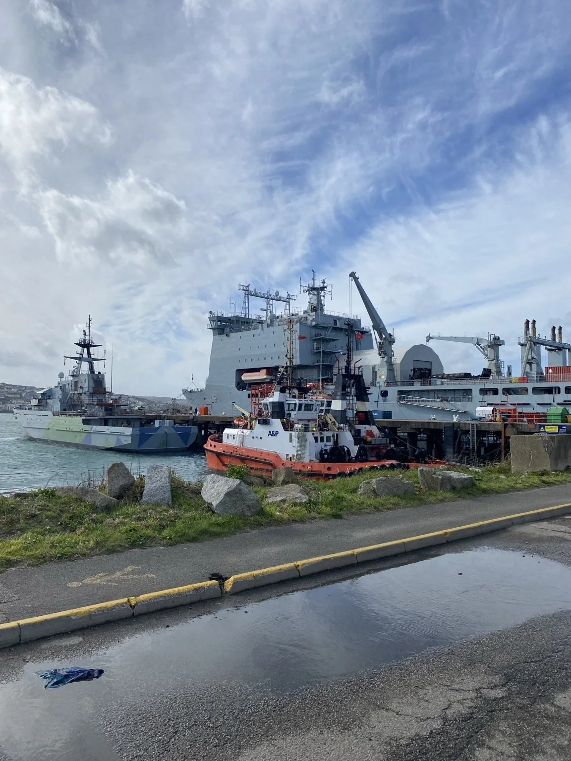 Naval support vessels during refit
